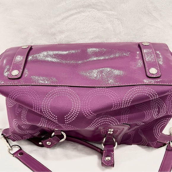 Coach Ashley Dotted Op Art Satchel Convertible Shoulder Bag Berry 20027 EUC - Picture 6 of 13